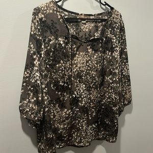 Large White Stag floral blouse